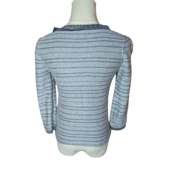 Banana Republic 3/4 Sleeve Cotton Wool Beaded Striped Open Cardigan Extra Small - Picture 2 of 7